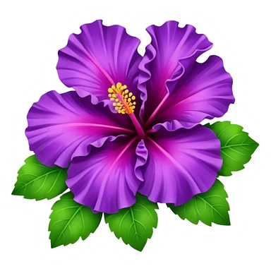 purple hibiscus with leaves sticker