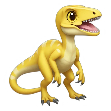 cute yellow velociraptor pokemon sticker