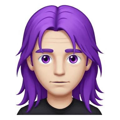 A man with long purple hair and nice long eyelashes with light purple eyes and a black shirt on sticker