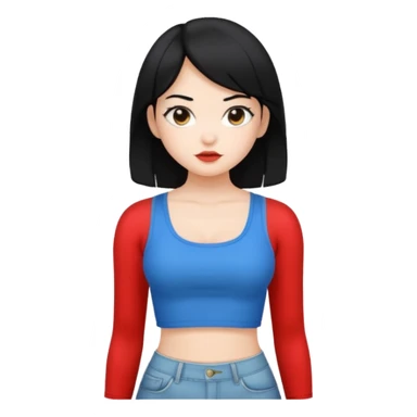 a black hair cute girl with white skin and Extreme Plung Crop Top. sticker