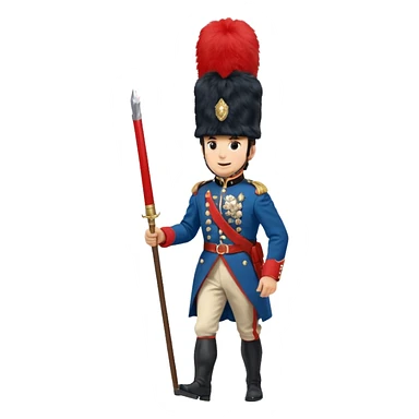 Vieille Garde soldier Napoleonic era marching blue and red uniform tall bearskin hat cheerful sticker