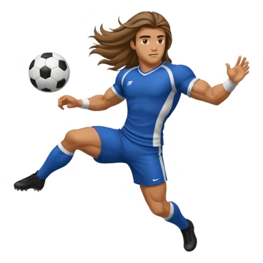 Long Haired Football Players, Male player with long hair kicking ball sticker
