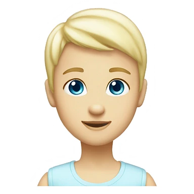 Blonde straight short hair baby blue eyes saying hi sticker