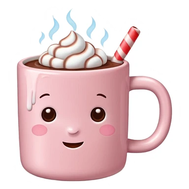 Light Pink mug of hot chocolate with marshmallows  sticker