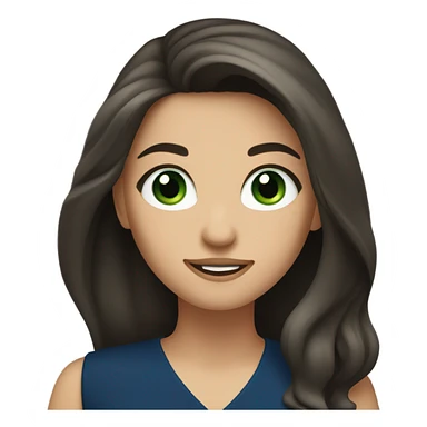 a brunette with long hair and green eyes in a dark blue dress winks sticker