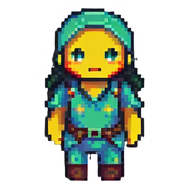 simple character in pixel art style sticker