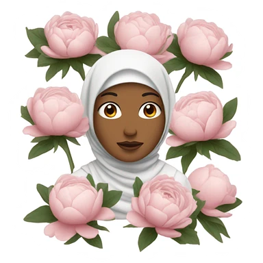 White Woman white don’t face with hijab holding peonies sticker