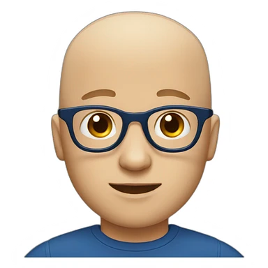 bald boy with glasses and dark blue shirt sticker
