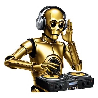 C-3PO playing dj sticker