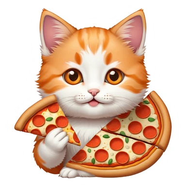 Kitten eating pizza  sticker