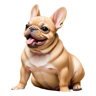 Cinematic Cute Yawning Fawn French Bulldog Portrait Emoji, Head tilted slightly with a dramatic, wide-open yawn, showcasing a sleek fawn coat with a refined texture, floppy ears slightly drooping, round dark eyes barely open in drowsy contentment, Simplified yet irresistibly adorable features, highly detailed, glowing with a soft, cozy glow, high shine, relaxed yet expressive, stylized with a touch of whimsy, bright and endearing, soft glowing outline, capturing the essence of a sleepy yet affectionate companion, so drowsy it feels like it could stretch out of the screen and curl up for a nap! sticker