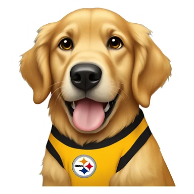 golden retriever wearing Steelers football jersey sticker