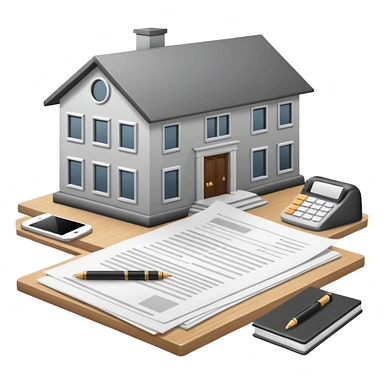 casa moderna blanca con gris con tramites legales sticker