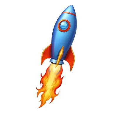 blue rocket emoji with a large, dramatic flame propelling it sticker