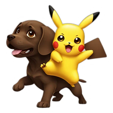 Pikachu fighting chocolate labrador sticker