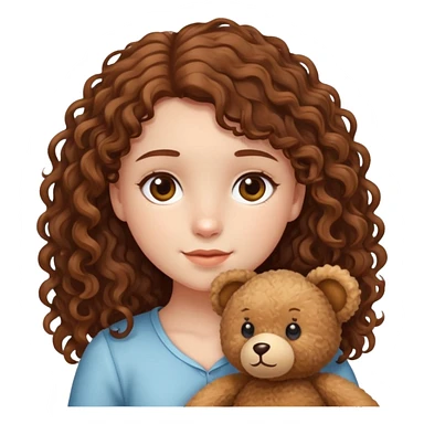 A Brown curly-haired Teddy and a girl with medium long hair sticker