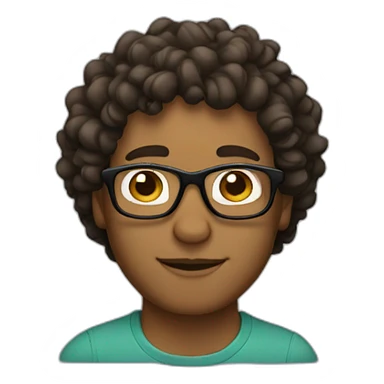 brown man with curly hair and glasses sticker