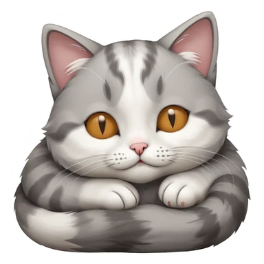 grey and white small cat with its eyes closed lying down with its head resting own paw sticker