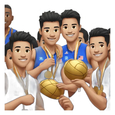 Gilas team with gold medal sticker