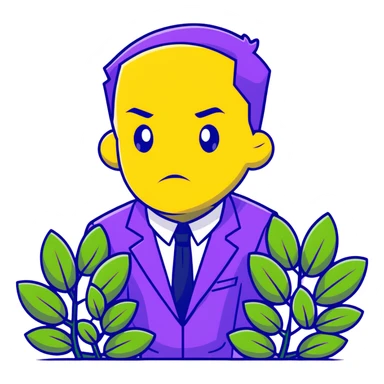 Man in a yellow suit looking suspicious while hiding in a bush, shifty eyes sticker
