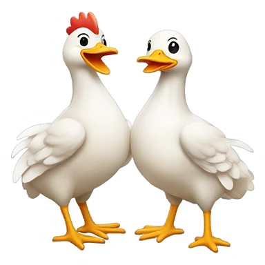 Chicken and duck holding hands sticker