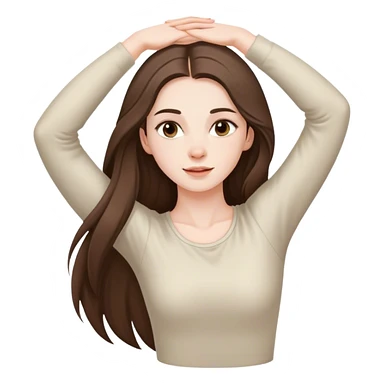 beautiful pale brunette girl with long hair stretching  sticker
