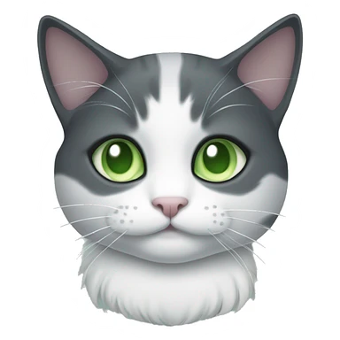 dark grey and white cat with pale green eyes  sticker