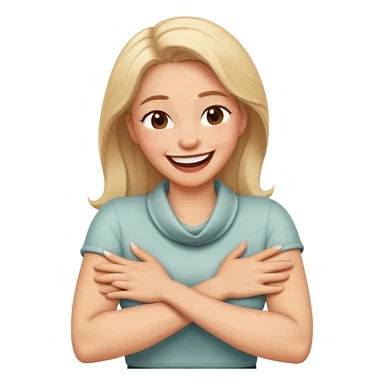 Woman with arms crossed around neck laughing  sticker