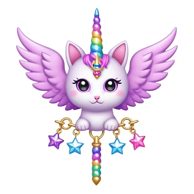 Kawaii decora cutecore starlight staff with wings and cute unicorn cat charms sticker