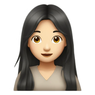 Asian girl with long hair saying hi sticker