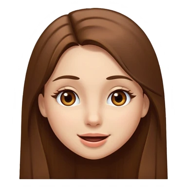 girl with long brown straight hair and brown eyes, winking sticker