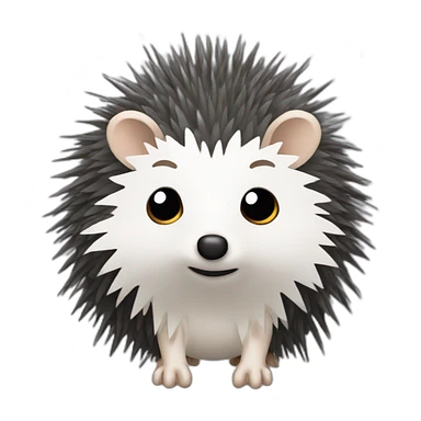 Hedgehog dark gray quills one black ear one white ear different colored ears full body sticker