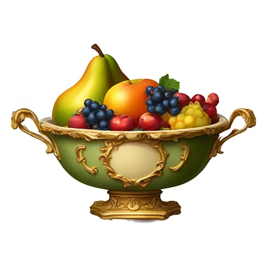 vintage rococo bowl of fruit sticker