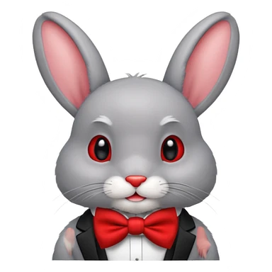 grey bunny with bowtie sticker