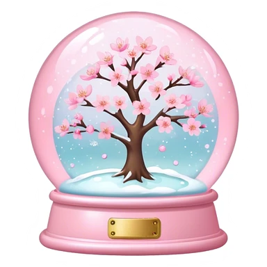 Pastel pink snow globe，Cherry blossom sticker