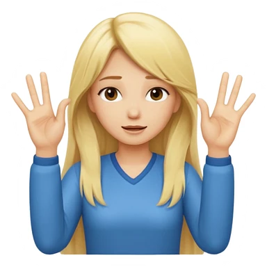 blonde cartoon girl long hair making time out gesture hands making "t" sign sticker