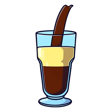 Glass of milk with Nesquik chocolate powder being mixed in sticker