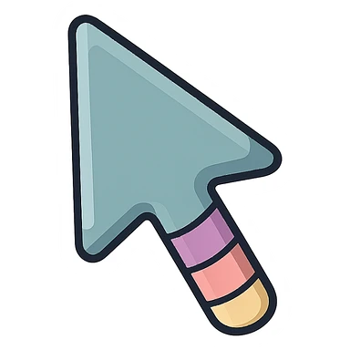 mouse cursor in classic arrow shape, icon-color-outlined style, thin clean outlines, soft rounded shapes, pastel palette #98B5BC, #B5B3C1, #C9A3C9, #E4C0CA, #F7DCD1, #F7C0AA, detailed shadows and highlights, soft lighting, transparent background sticker