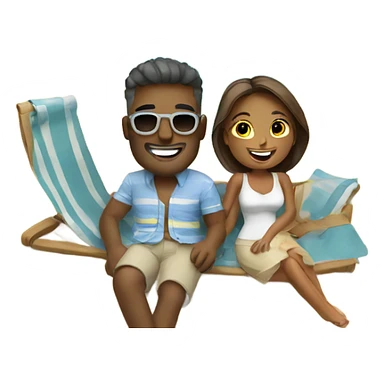 happy couple on vacation sticker