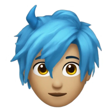 Blue hair blue horned hair covering face Roblox sticker