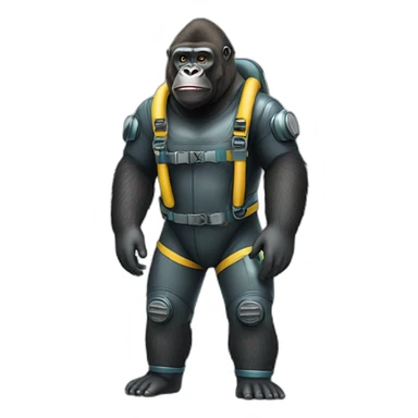 Gorilla wearing a diving suit sticker