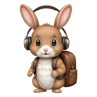 rabbit with headphones and backpack sticker