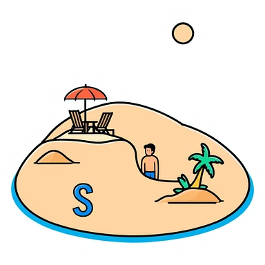 stranded man on an island with an SOS sign in the sand sticker