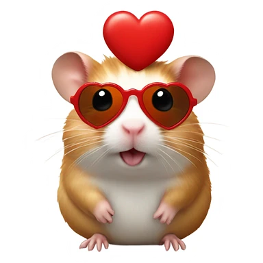  hamster with red heart sunglasses and poop emoji sticker