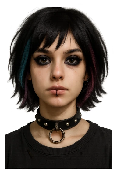 emo girl with eyeliner and piercings, no background sticker