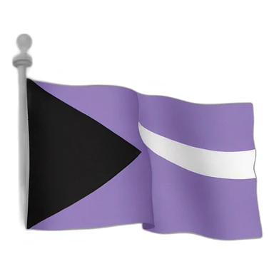 A flag with black at the top, grey next, white, then lavender sticker