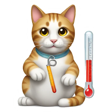 cat holding thermometer  sticker