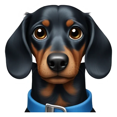 Dark fur Dachshund with long legs in blue collar  sticker