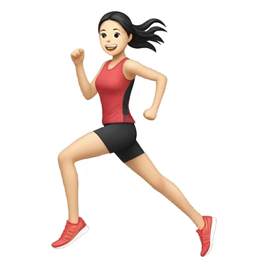 Girl sprinting Asian  sticker