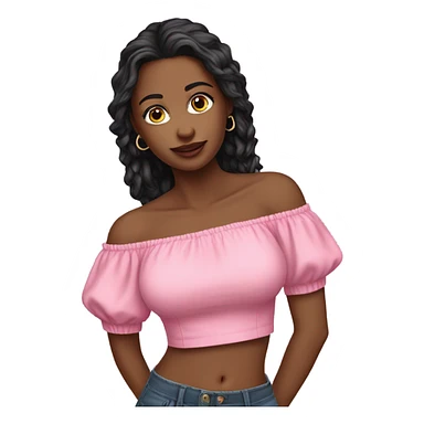 Realistic pink off shoulder top, isolated sticker